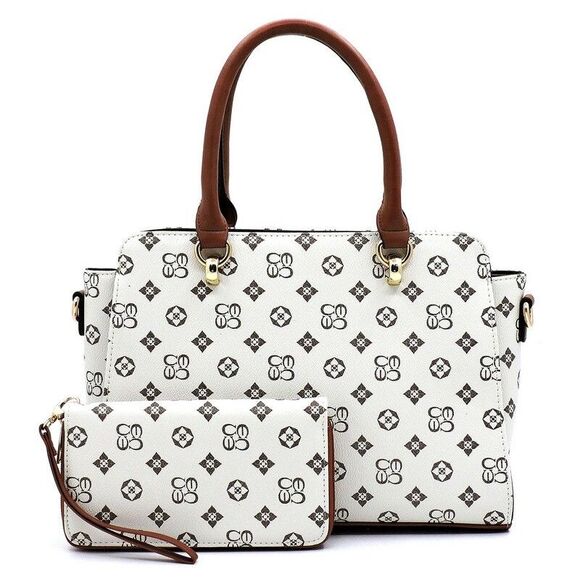 Designer Monogram Women Tote Purses Medium Handbags Ladies Shoulder Bags 2PC Set - Picture 1 of 7